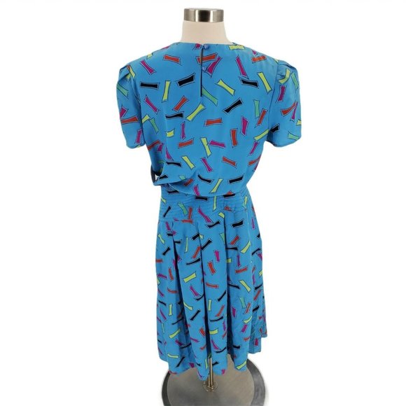 Charles Bianco Vintage Silk Geometric Print Dress - Picture 3 of 9